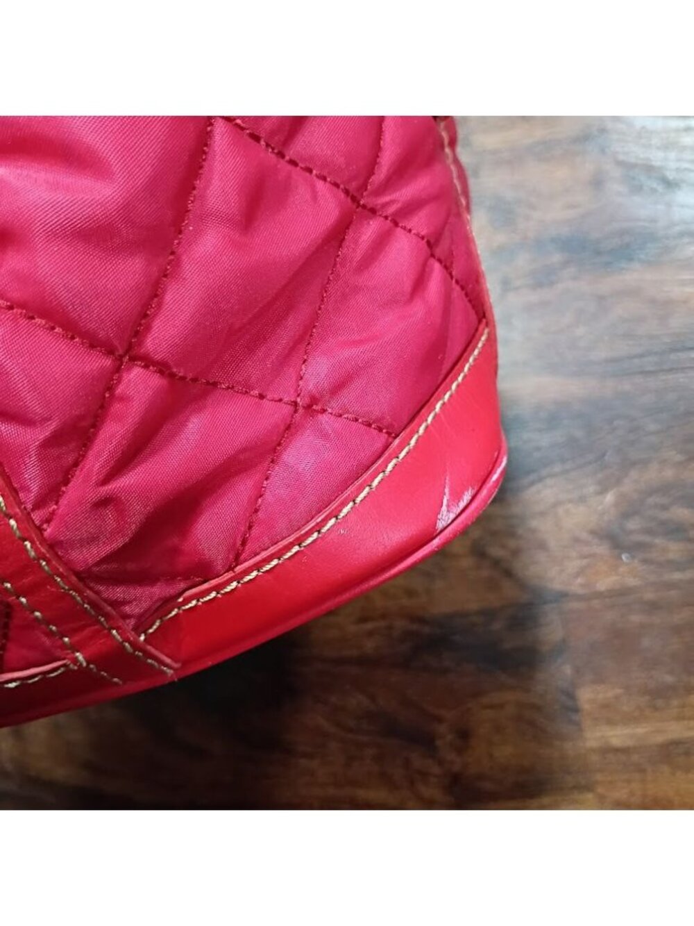 J. Crew Quilted Red Nylon Tote Bag With Leather Trim - Picture 10 of 10